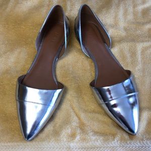 J crew silver metallic d’orsay flats